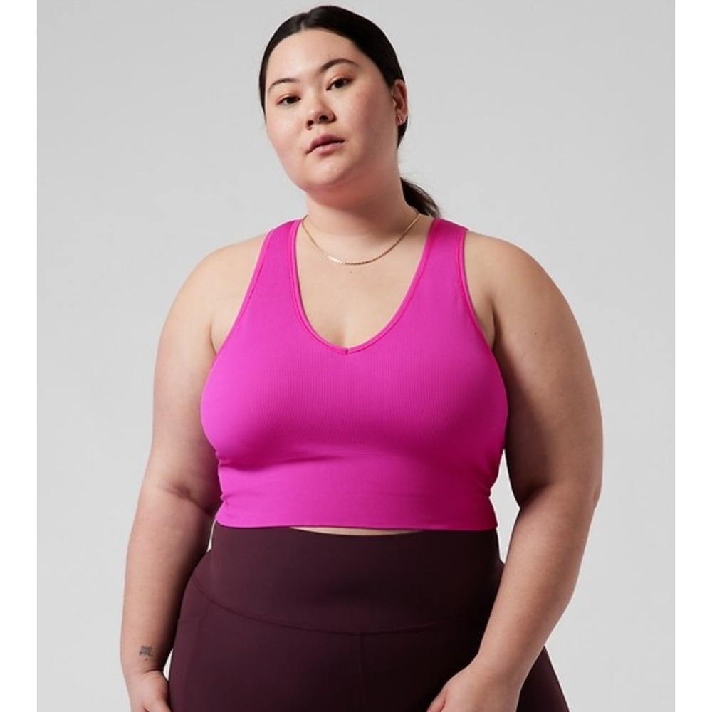 Athleta Aurora Seamless Crop Rib Tank Iceplant Pink Yoga Studio Size Small